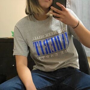 Noah NYC grey archive t shirt vintage font “the meek shall inherit the earth”